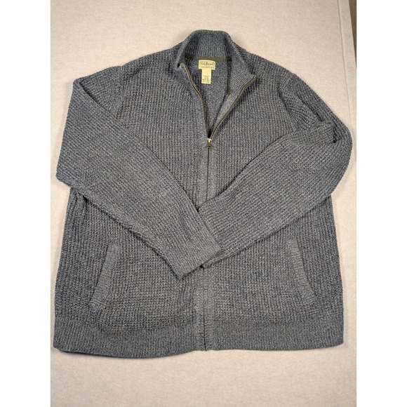 L.L.Bean Other - LL Bean Full Zip Sweater Mens XXL Blue Organic Cotton Knit Mock Neck Excellent